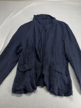 NT by Amati Casual Navy Open-Front Women's Linen Blazer Made in Italy Size 5